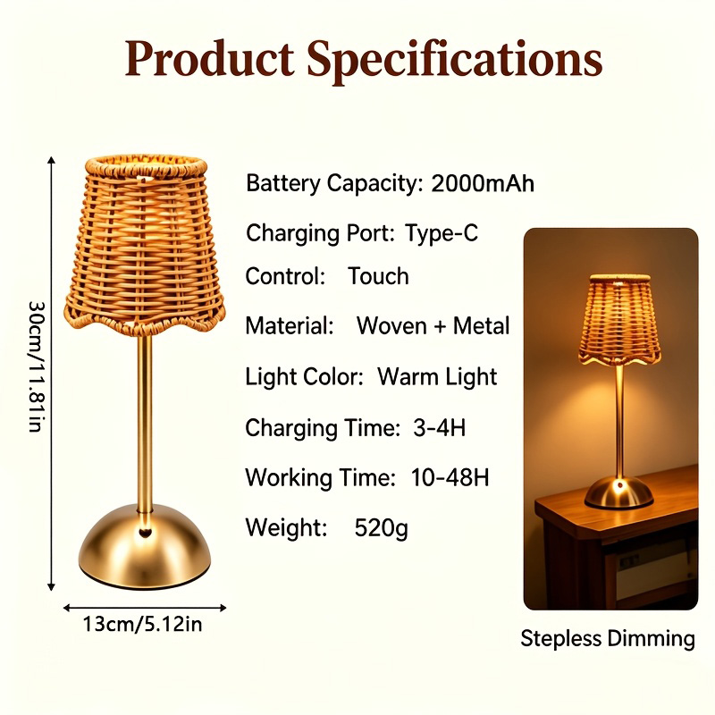 Bohemian Woven Rattan Art Tabl - Renewable Energy Battery recension och pris