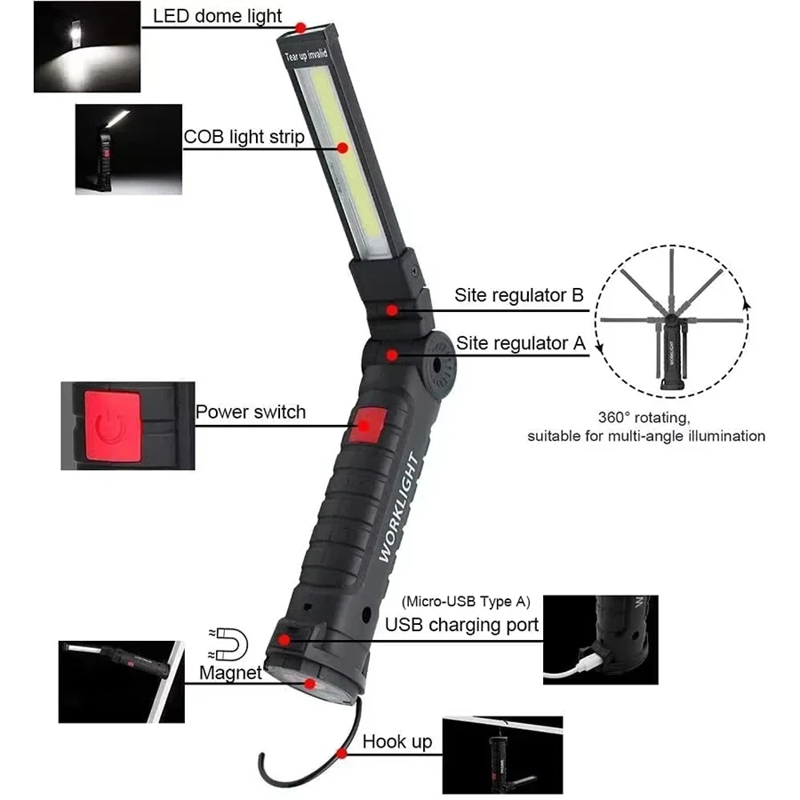 New Portable COB LED Flashligh - Renewable Energy Battery recension och pris