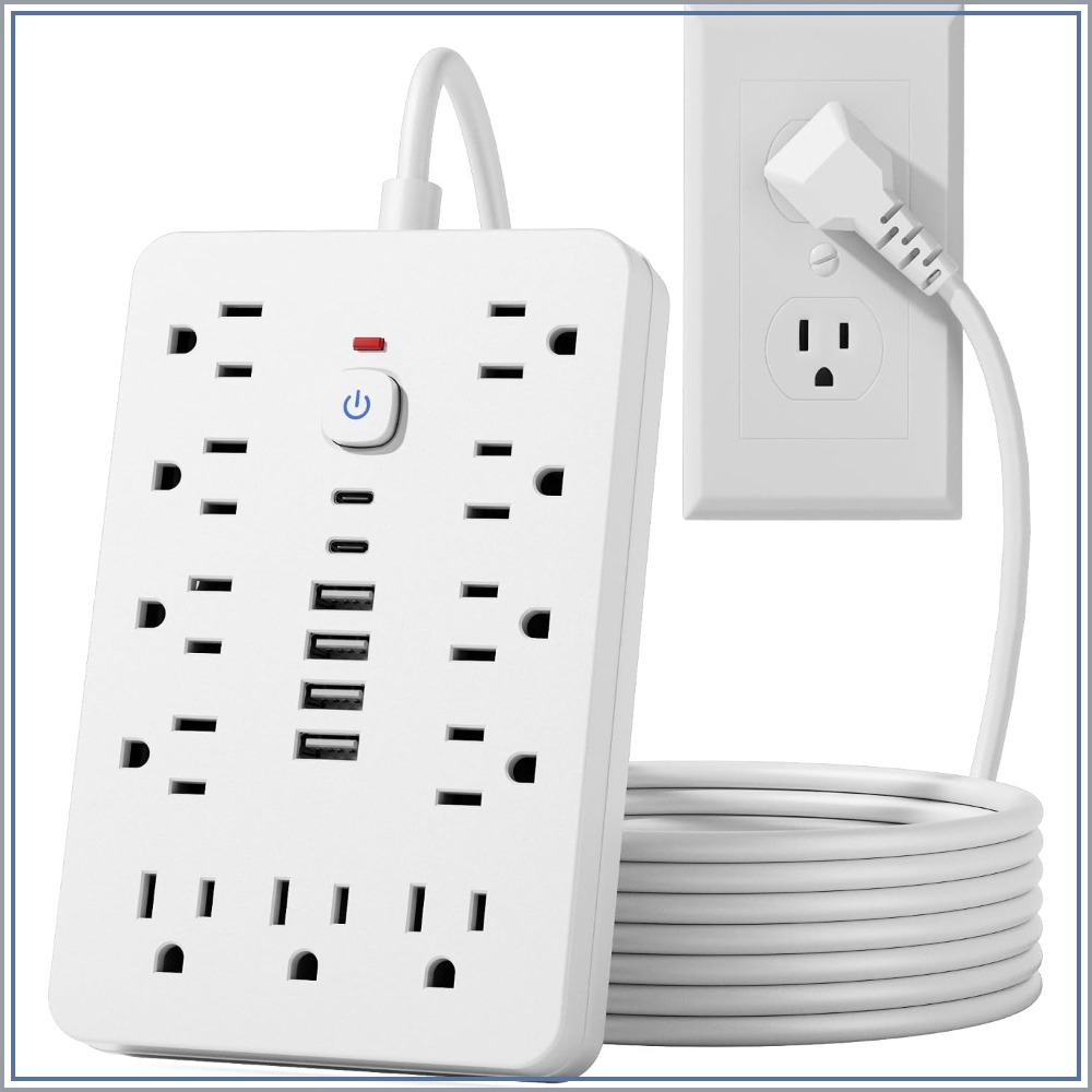 15 FT Flat Plug Surge Protecto - Ac Surge Protector recension och pris