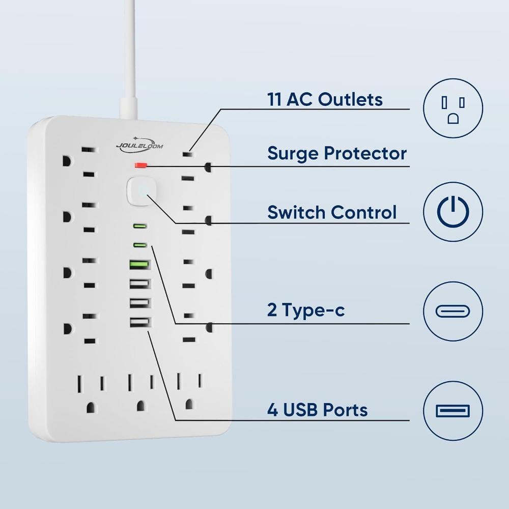 15 FT Flat Plug Surge Protecto - Ac Surge Protector recension och pris